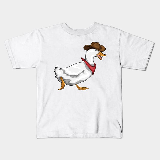 Duck Cowboy Cowboy hat Kids T-Shirt by Markus Schnabel